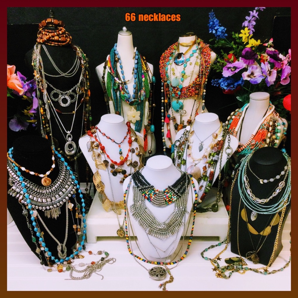 Boho hippie bohemian necklace lot some signed